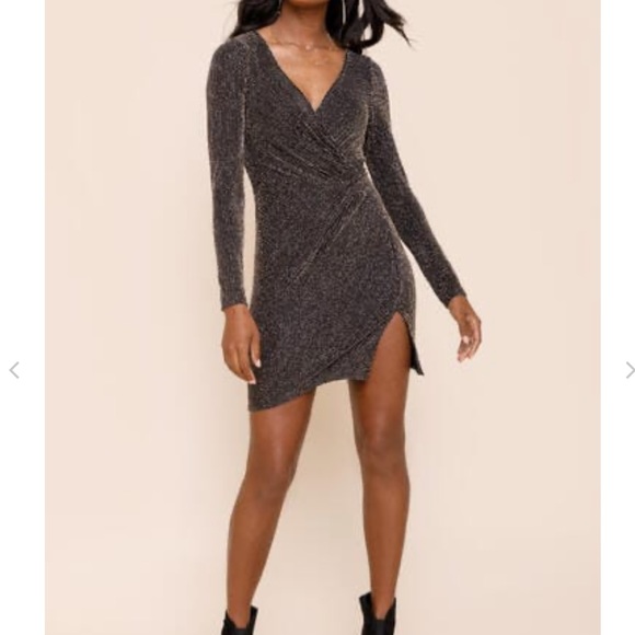 NWT Francesca’s Raquel Lurex Side Knot Mini Dress - Picture 4 of 5